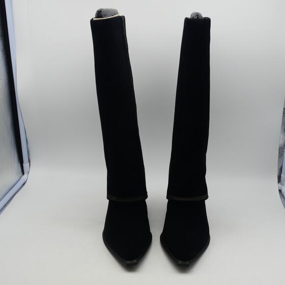 NEW Nine West Women's 8.5 Rimepy Foldover Boot Black Suede Block Heel - Picture 8 of 13